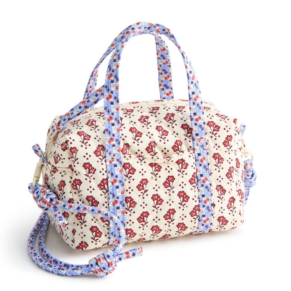 🫐NWT Vera Bradley Floral Cream and Blue Mini Original Duffle Bag